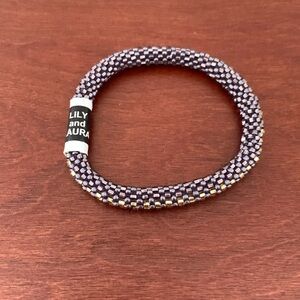 Lily and Laura purple taupe and gold color bead bracelet